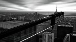 specialized cleaningtools, robust, used for window cleaning, photorealistic, atop a skyscraper with cityscape in background, highly detailed, skyline reflection, super resolution, grayscale, dusk light, shot with a telephoto lens.